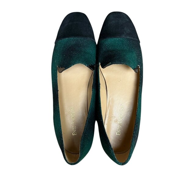 Enzo Angiolini Tazlin Flats • Women’s Sz 8.5 • Forest Green Wool Black Suede Toe - Picture 4 of 7